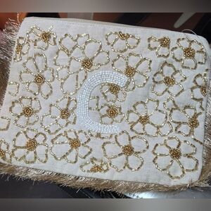 Shine & Sparkle India Cotton Linen "C" Initial Bag 8x6"